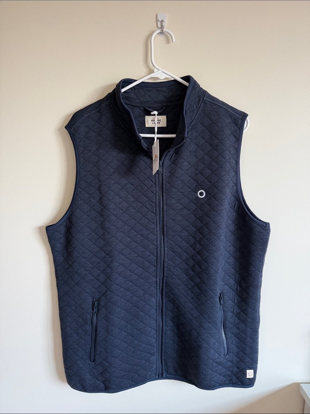 Marine Layer Quilted Navy Zip-Front Vest